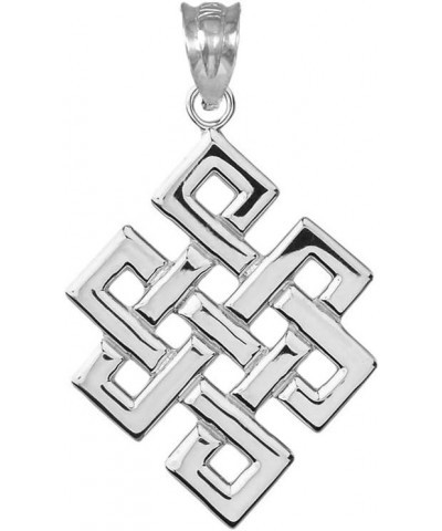 Fine Sterling Silver Japanese Endless Knot Pendant Necklace 22.0 Inches $15.36 Necklaces