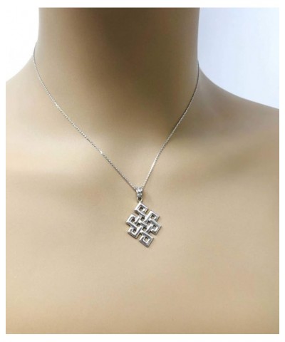 Fine Sterling Silver Japanese Endless Knot Pendant Necklace 22.0 Inches $15.36 Necklaces