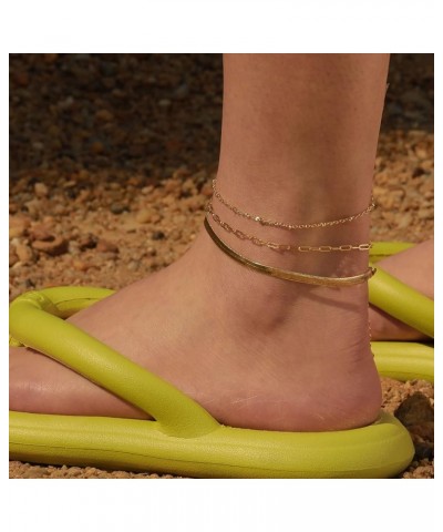 Gold Layered Ankle Bracelets for Women Layering Anklets Set Bracelet 14k Gold Plated CZ Rhinestone Chain Anklet Bracelets Dai...