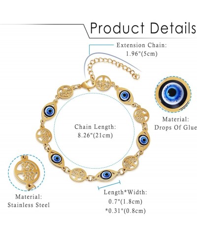 Evil Eye Bracelets Blue Dainty Summer Beach Bracelets Stainless Steel Bracelets for Women a (tree of life) $8.83 Bracelets