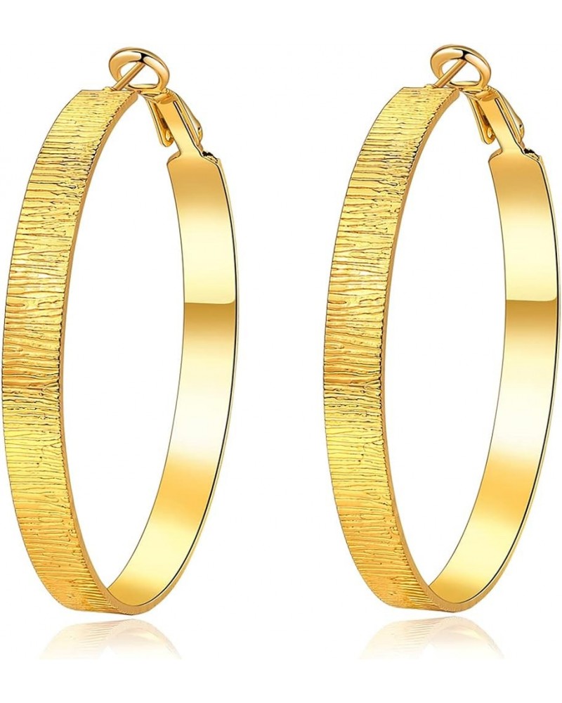 Gold Hoop Earrings,18K Gold Plated Rounded Hoops Earrings for Women Gold 50mm $8.15 Earrings