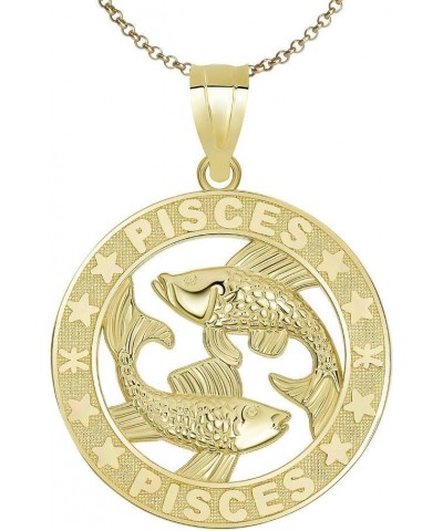 14k Yellow Gold Zodiac Sun Sign Symbol Pendant With Chain 18.0 Inches Pisces $117.59 Necklaces