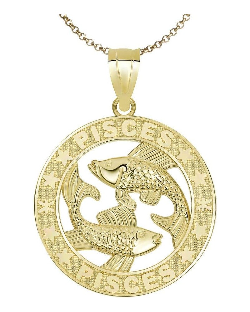 14k Yellow Gold Zodiac Sun Sign Symbol Pendant With Chain 18.0 Inches Pisces $117.59 Necklaces