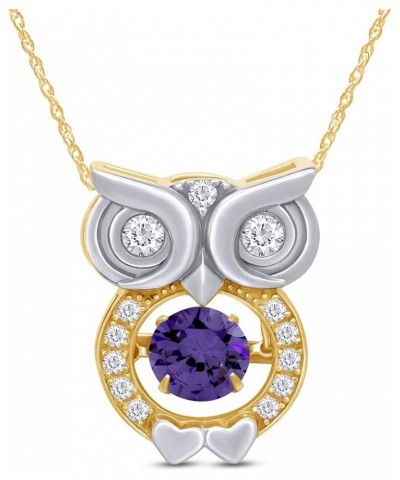 Owl Two Tone Pendant Necklace 14k Gold Over Sterling Silver Yellow Gold Over : Simulated Amethyst $26.40 Necklaces