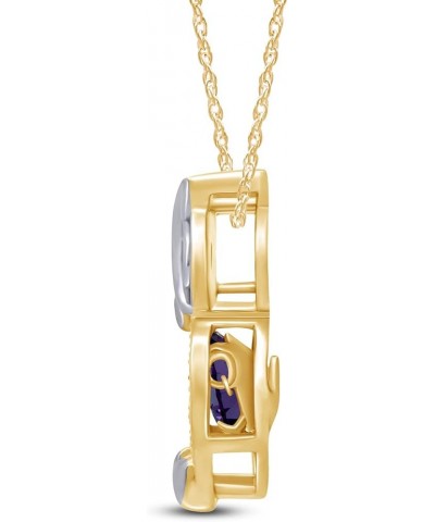 Owl Two Tone Pendant Necklace 14k Gold Over Sterling Silver Yellow Gold Over : Simulated Amethyst $26.40 Necklaces