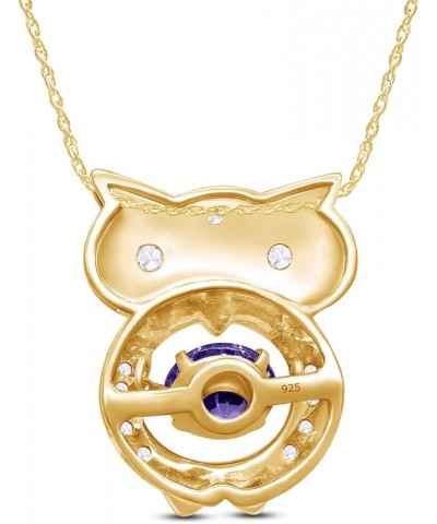 Owl Two Tone Pendant Necklace 14k Gold Over Sterling Silver Yellow Gold Over : Simulated Amethyst $26.40 Necklaces