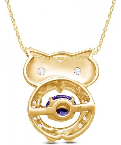 Owl Two Tone Pendant Necklace 14k Gold Over Sterling Silver Yellow Gold Over : Simulated Amethyst $26.40 Necklaces