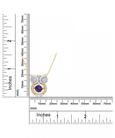 Owl Two Tone Pendant Necklace 14k Gold Over Sterling Silver Yellow Gold Over : Simulated Amethyst $26.40 Necklaces