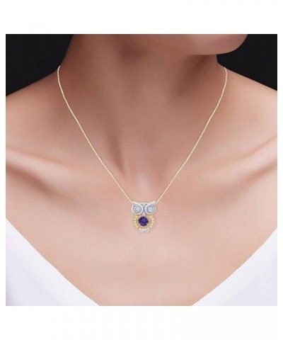 Owl Two Tone Pendant Necklace 14k Gold Over Sterling Silver Yellow Gold Over : Simulated Amethyst $26.40 Necklaces