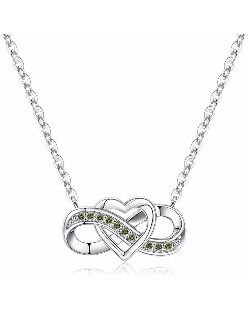 Love Heart Pendant Necklace for Women, 925 Sterling Silver Birthstone Necklace Jewelry Anniversary Valentines Day Gifts for H...