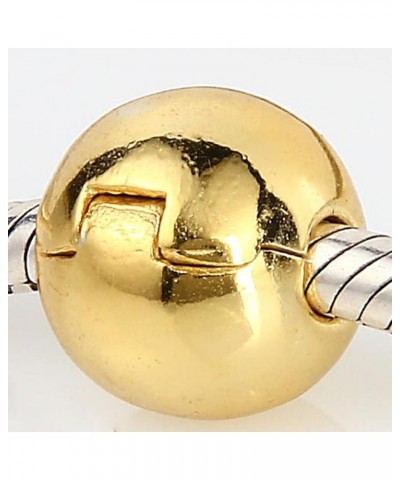 Round stopper Clip Charm 925 Sterling Silver Clip Beads for Bracelet (A) Gold Plated $10.06 Others