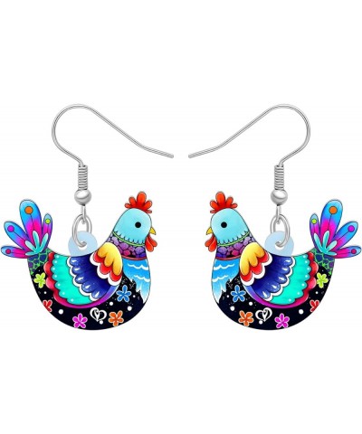 Acrylic Cute Hen Rooster Chicken Farm Animal Earrings for Women Girls Hypoallergenic Dangle Hook Earrings Jewelry Gifts for C...