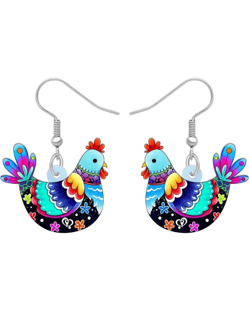 Acrylic Cute Hen Rooster Chicken Farm Animal Earrings for Women Girls Hypoallergenic Dangle Hook Earrings Jewelry Gifts for C...