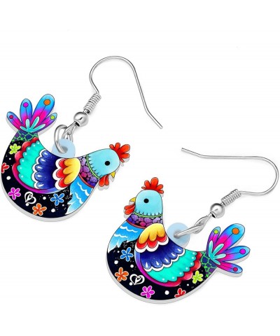 Acrylic Cute Hen Rooster Chicken Farm Animal Earrings for Women Girls Hypoallergenic Dangle Hook Earrings Jewelry Gifts for C...