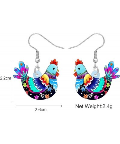 Acrylic Cute Hen Rooster Chicken Farm Animal Earrings for Women Girls Hypoallergenic Dangle Hook Earrings Jewelry Gifts for C...