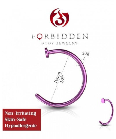 20 g Surgical Steel IP Plated Nose Hoop Ring Jewelry for Women or Men (Choose Size/Color) 10mm Purple $7.94 Body Jewelry