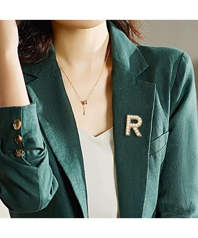 Elegant Gold Plated Simulated Pearl Initial Letter Brooch Pins for Women Girls H $7.50 Brooches & Pins