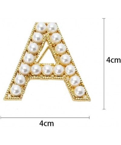 Elegant Gold Plated Simulated Pearl Initial Letter Brooch Pins for Women Girls H $7.50 Brooches & Pins