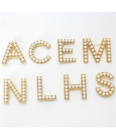 Elegant Gold Plated Simulated Pearl Initial Letter Brooch Pins for Women Girls H $7.50 Brooches & Pins