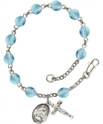 March Birth Month Bead Rosary Bracelet with Patron Saint Petite Charm, 7 1/2 Inch Saint Placidus $49.29 Bracelets