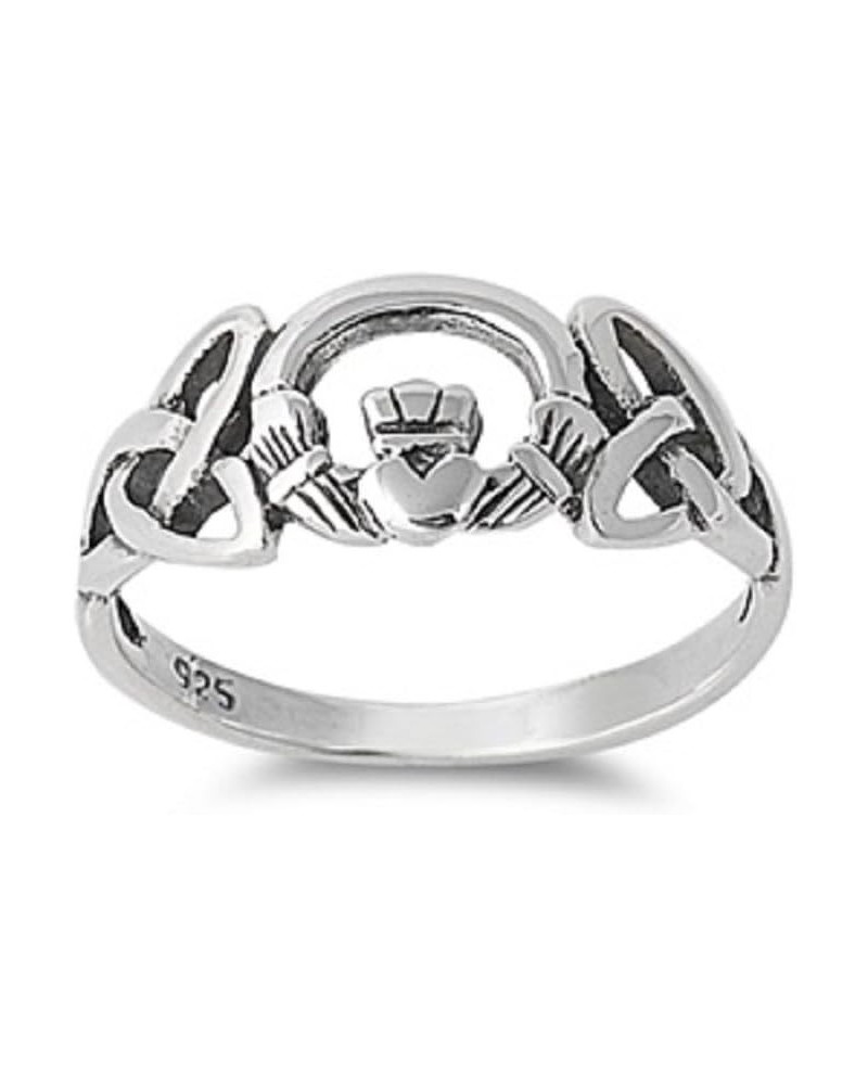 925 Sterling Silver Pagan Claddagh Fusion Ring $11.54 Rings