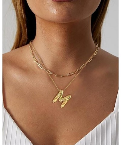 Bubble Letter Necklace Dainty Initial Balloon Letter Paperclip Gold Layered Chain Birthday Jewelry Gifts for Women Girls P in...