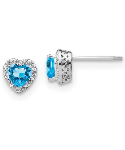 Sterling Silver Blue Topaz and Diamond Earrings 7.5x7.2 mm (0.005 cttw, I1 Clarity, H-I Color) $46.08 Earrings