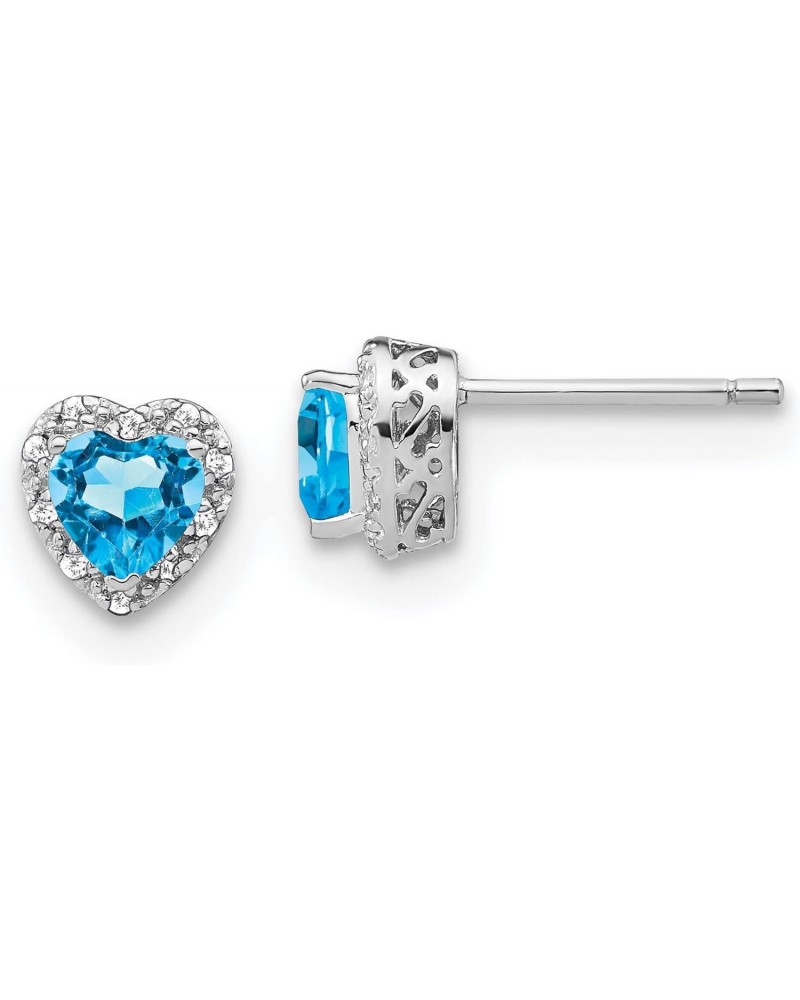 Sterling Silver Blue Topaz and Diamond Earrings 7.5x7.2 mm (0.005 cttw, I1 Clarity, H-I Color) $46.08 Earrings