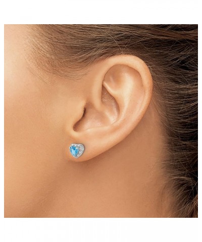 Sterling Silver Blue Topaz and Diamond Earrings 7.5x7.2 mm (0.005 cttw, I1 Clarity, H-I Color) $46.08 Earrings