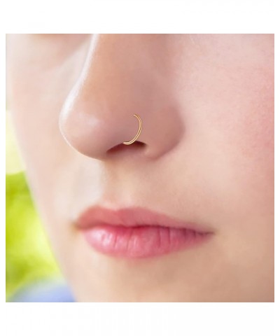 Fake Nose Rings Stainless Steel Inlaid CZ Faux Piercing Jewelry Fake Nose Ring Spring Clip on Circle Hoop No Pierced Septum N...