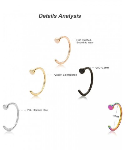 18-22G 5Pcs Stainless Steel Nose Rings Hoop Body Piercing Jewelry 8-10MM D: 20G 10MM (Inner Diameter) $7.83 Body Jewelry