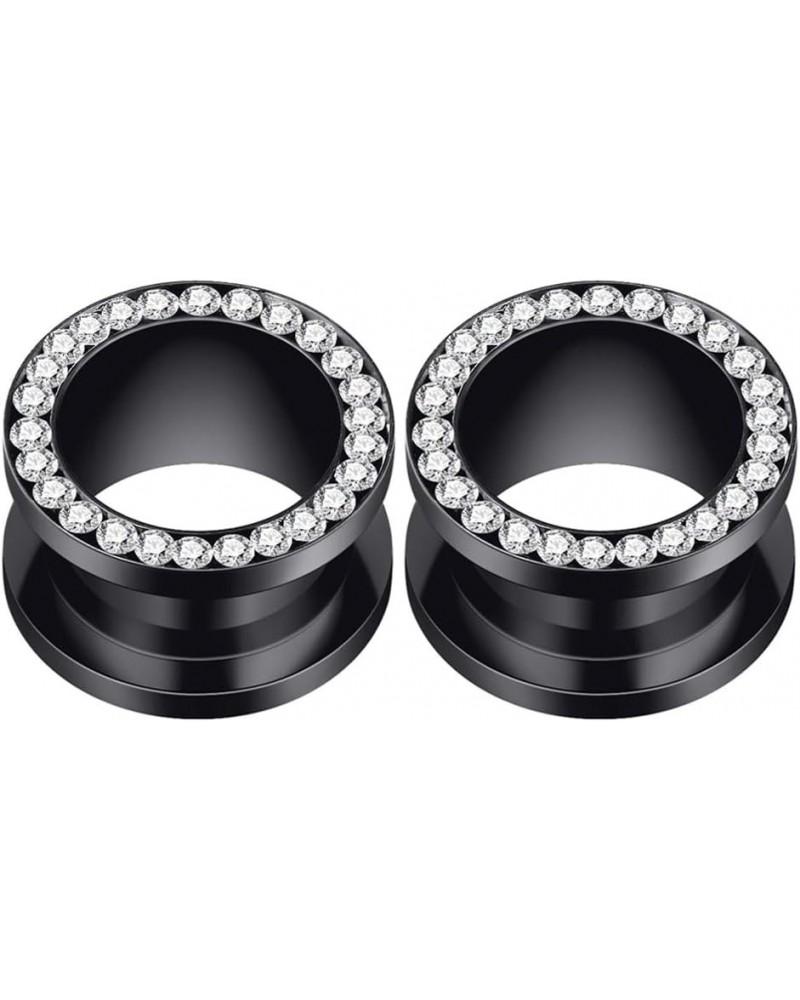 2Pcs/4Pcs Black and Silver Stainless Steel with Zircon Ear Tunnels Expander Plugs Stretcher 8g-9/16 Black(2Pcs) : 2g(6mm) $9....