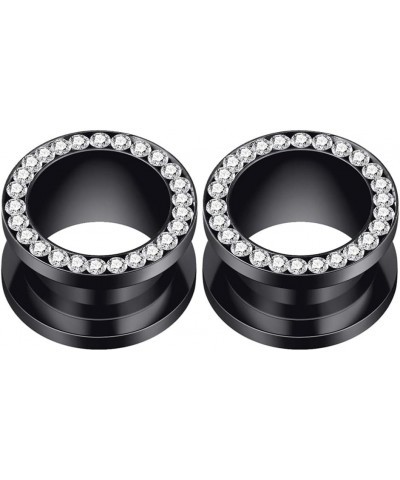 2Pcs/4Pcs Black and Silver Stainless Steel with Zircon Ear Tunnels Expander Plugs Stretcher 8g-9/16 Black(2Pcs) : 2g(6mm) $9....