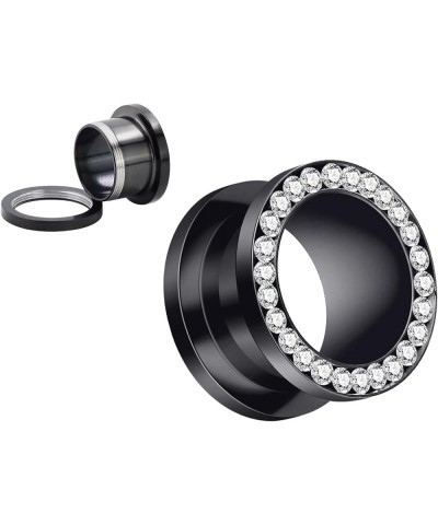 2Pcs/4Pcs Black and Silver Stainless Steel with Zircon Ear Tunnels Expander Plugs Stretcher 8g-9/16 Black(2Pcs) : 2g(6mm) $9....