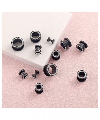 2Pcs/4Pcs Black and Silver Stainless Steel with Zircon Ear Tunnels Expander Plugs Stretcher 8g-9/16 Black(2Pcs) : 2g(6mm) $9....