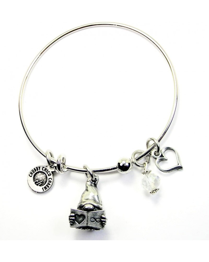 Chubby Chico Charms Book Lover 3D gnome charm bangle bracelet book lover gifts book lover jewelry $12.25 Bracelets