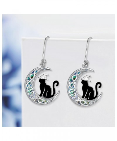 Black Cat/Bat Earrings for Women 925 Sterling Silver Vintage Halloween Bat Black Cat Jewelry for Women Girls Black Cat Earrin...