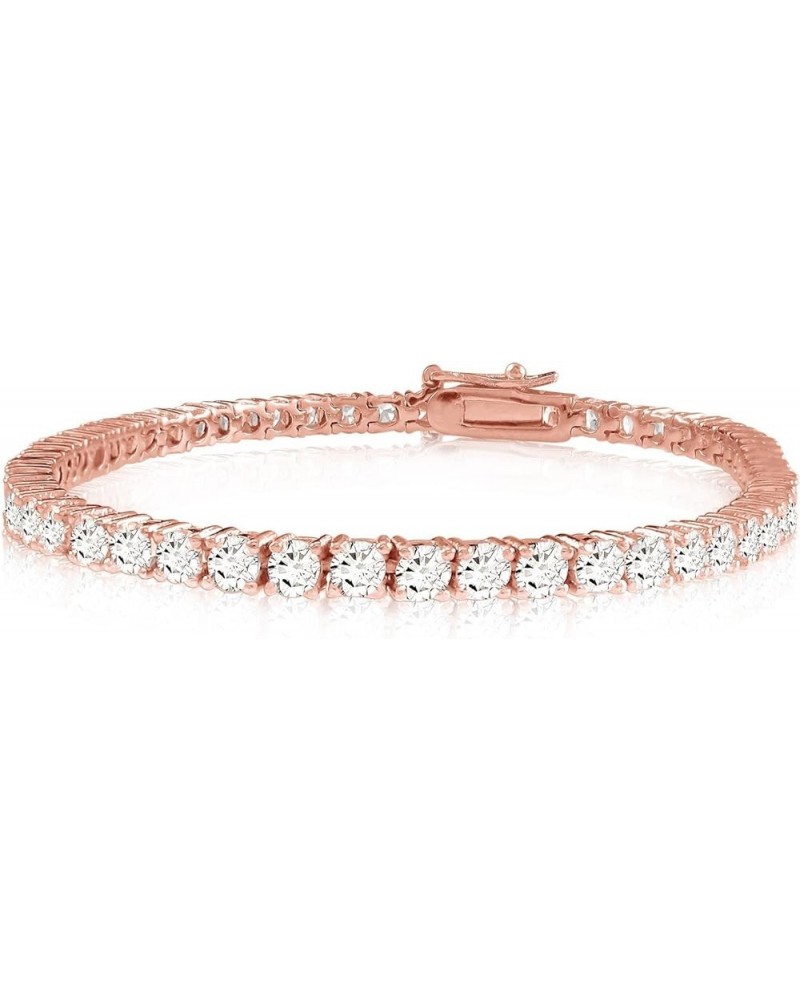 2-20 Carat NATURAL Classic Diamond Tennis Bracelet 4 Prong Luxury Collection (H-I Color, SI1-SI2 Clarity) Rose Gold 10.0 cara...