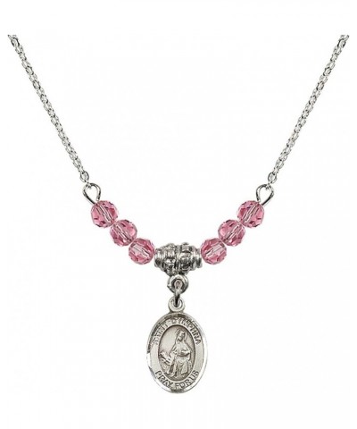 October Birth Month Bead Necklace with Catholic Patron Saint Petite Charm, 18 Inch Saint Dymphna $44.05 Necklaces