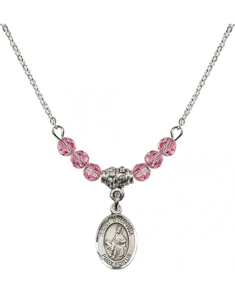 October Birth Month Bead Necklace with Catholic Patron Saint Petite Charm, 18 Inch Saint Dymphna $44.05 Necklaces