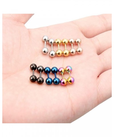 Ball Stud Earrings 6 Pairs 20G 18G 16G Surgical Steel Barbell Earring Cartilage Helix Tragus Ear Piercing Jewelry for Women M...