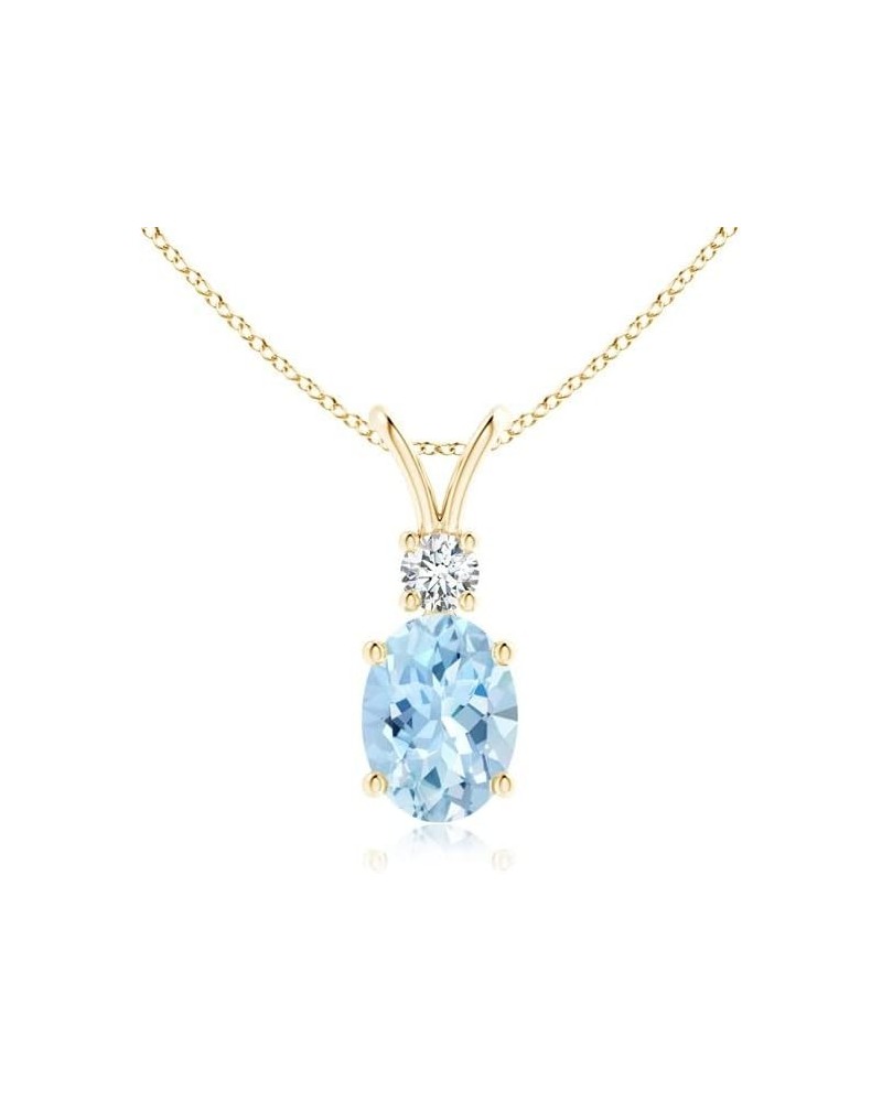 Natural Aquamarine Solitaire Pendant Necklace for Women, Girls in 14K Solid Gold/Platinum/Sterling Silver | March Birthstone ...