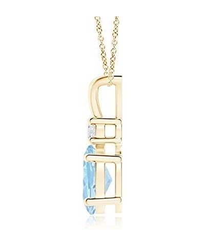 Natural Aquamarine Solitaire Pendant Necklace for Women, Girls in 14K Solid Gold/Platinum/Sterling Silver | March Birthstone ...