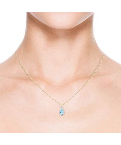 Natural Aquamarine Solitaire Pendant Necklace for Women, Girls in 14K Solid Gold/Platinum/Sterling Silver | March Birthstone ...