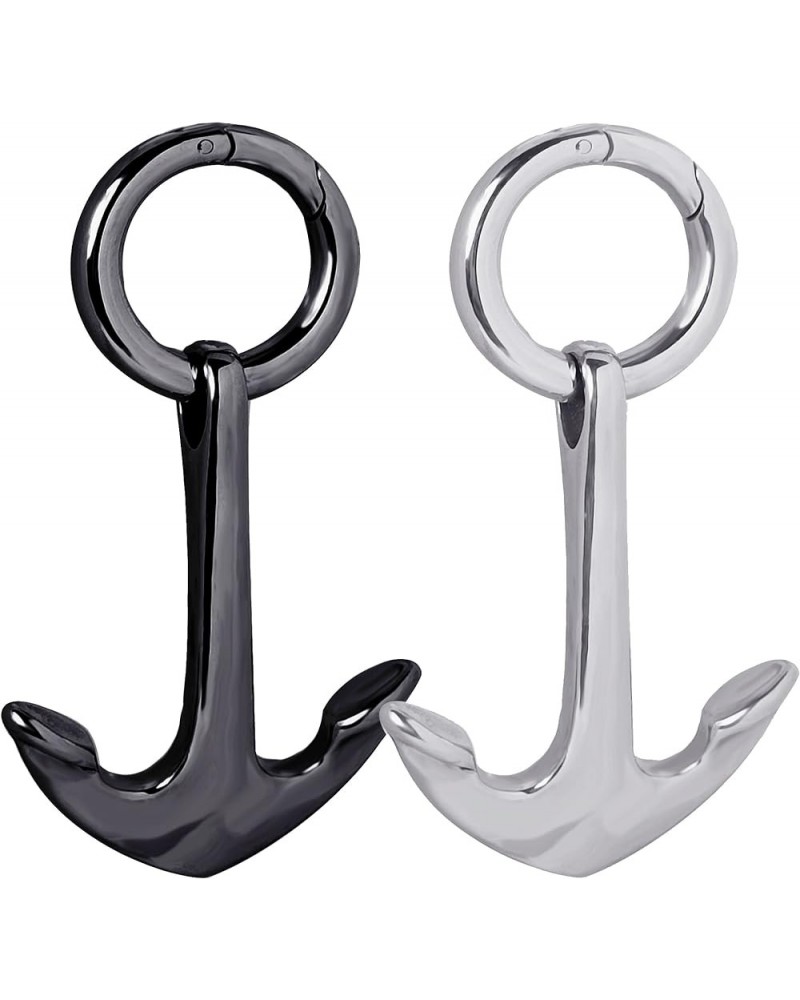 Anchor Dangle Gauges for Women Stainless Steel Ear Hangers Gauges for Stretched Ears for Men Black Ear Gauge Weights Stretchi...