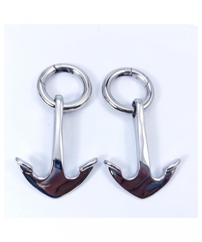 Anchor Dangle Gauges for Women Stainless Steel Ear Hangers Gauges for Stretched Ears for Men Black Ear Gauge Weights Stretchi...