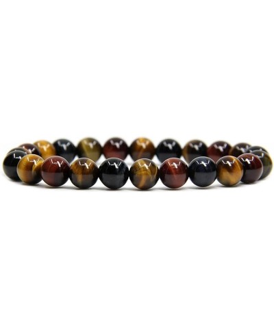 Handmade Gem Semi Precious Gemstone 8mm Round Beads Stretch Bracelet 7" Unisex Multicolor Tiger Eye $6.50 Bracelets