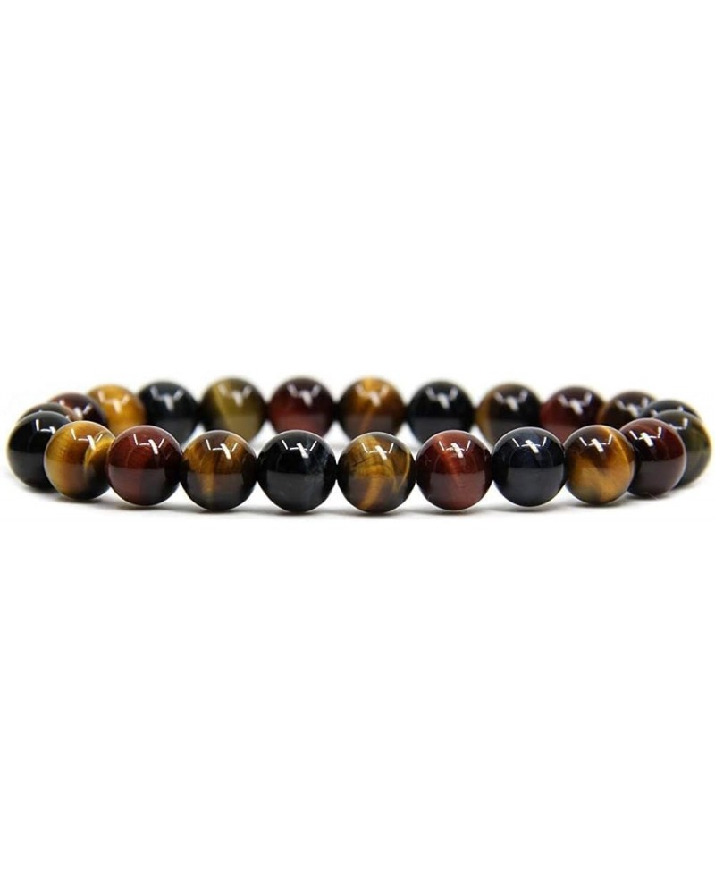 Handmade Gem Semi Precious Gemstone 8mm Round Beads Stretch Bracelet 7" Unisex Multicolor Tiger Eye $6.50 Bracelets