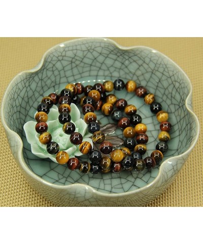 Handmade Gem Semi Precious Gemstone 8mm Round Beads Stretch Bracelet 7" Unisex Multicolor Tiger Eye $6.50 Bracelets