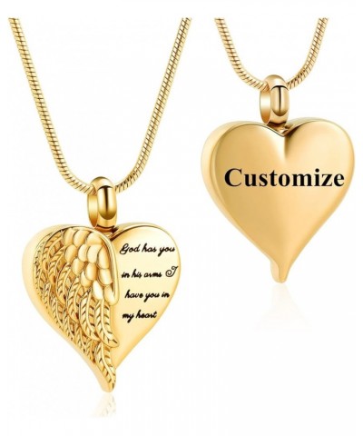 Cremation Jewelry Heart Urn Necklace for Ashes for Women Men Angel Wing Memorial Keepsake Human Ashes Pendant Customize $13.0...